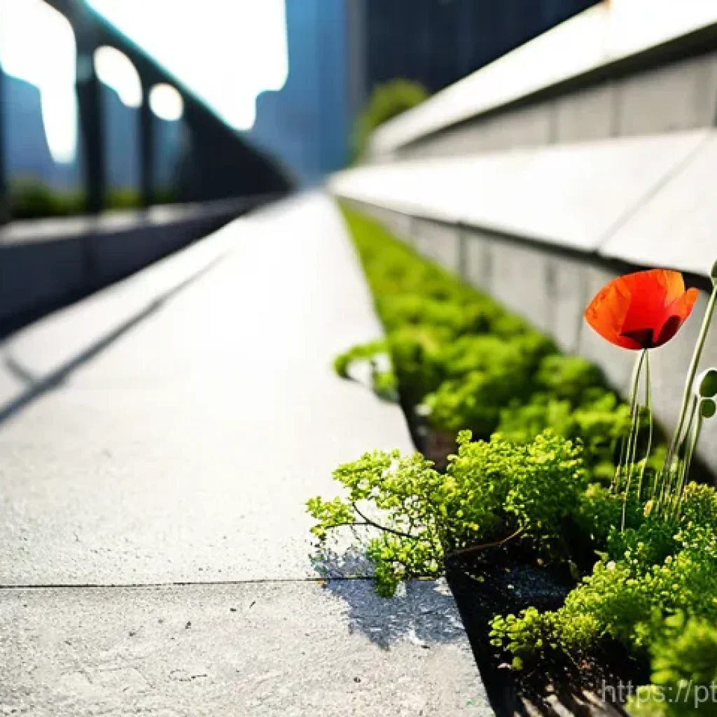 비인간 생명체를 통한 환경 교육의 필요성 - **Prompt: Urban Resilience and Natural Persistence**
    "A vibrant, tenacious wildflower, perhaps a...